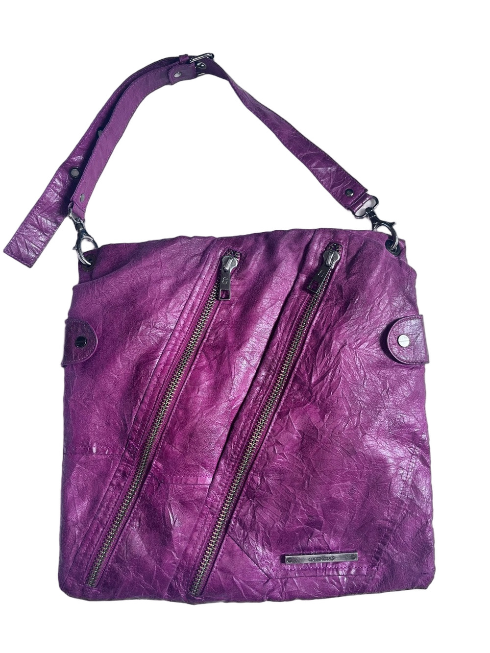 Matt & Nat Vegan Faux Leather Medium Size Cross Body Hobo Purse Zipper Pockets